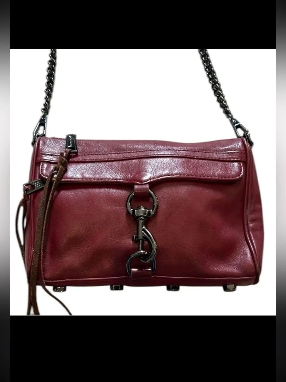 Rebecca Minkoff Burgundy Leather Crossbody Bag - Picture 1 of 12